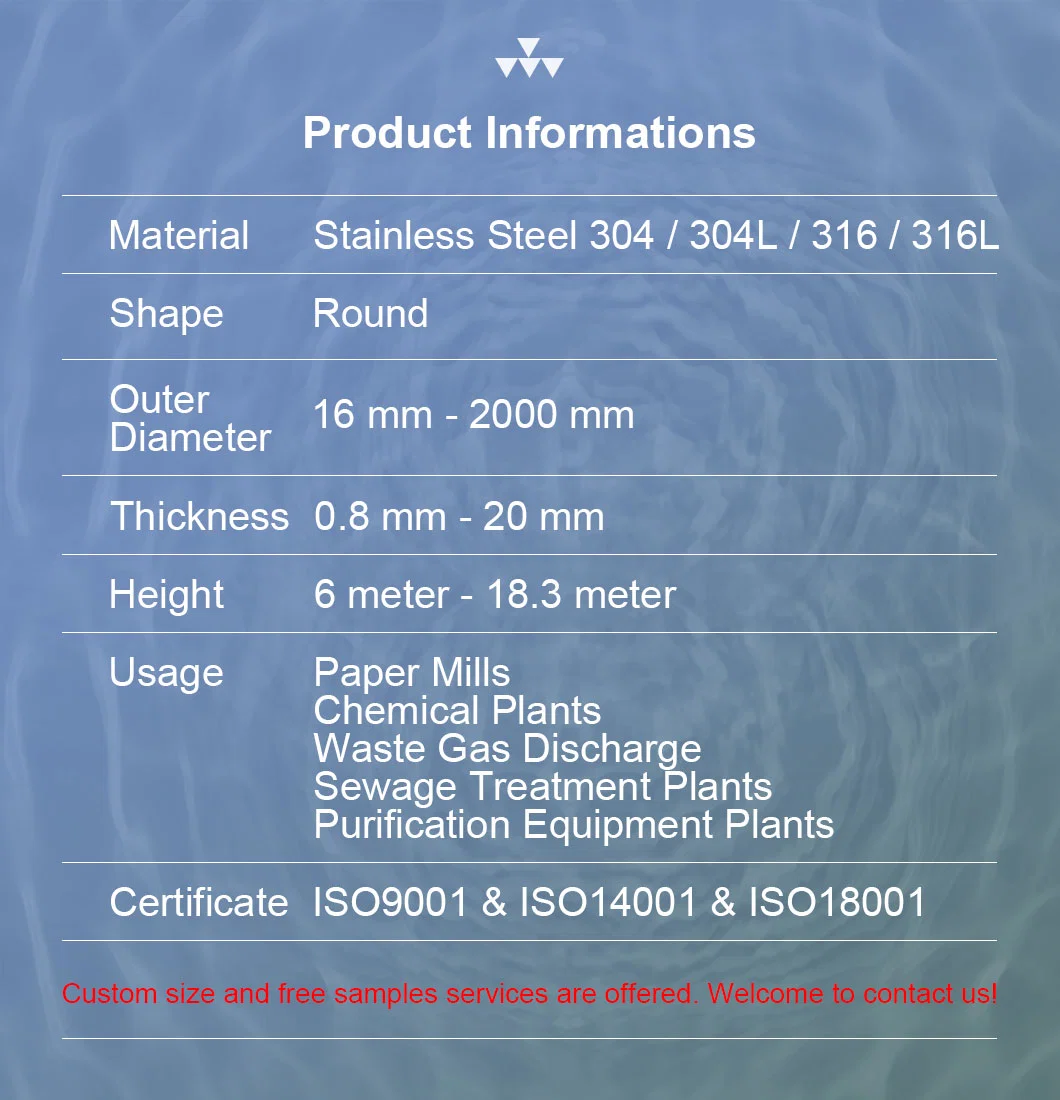 ASTM A312 Large Diameter Stainless Steel Effluent Pipe for Sewage Treatment